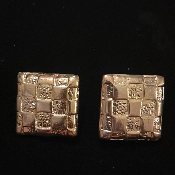 Gold Colored Square Earrings - Picture 7 of 17